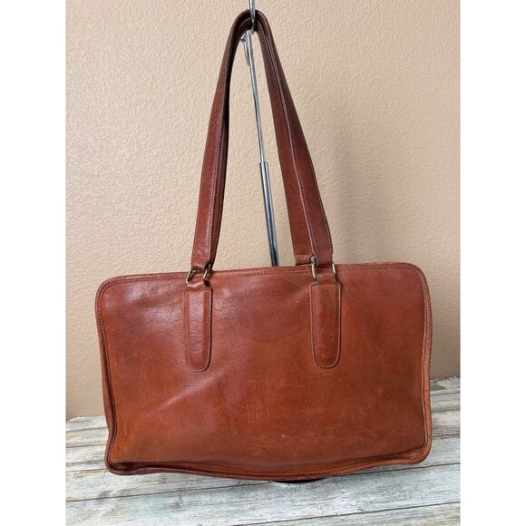 1970s 80s Coach 399-0645 Glove Tanned British Tan Marketing Tote Bag NYC w/FLAWS - Picture 3 of 15